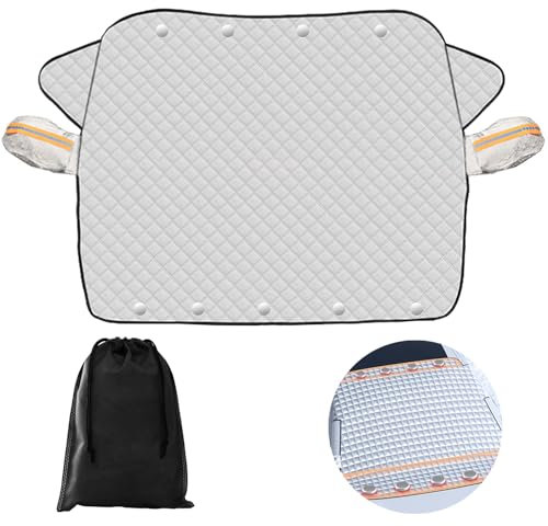 ZYKORT Copertura Parabrezza Auto con 9 Magneti per Esterno Contro Ghiaccio, Neve, Polvere, Sole UV (145×113CM)