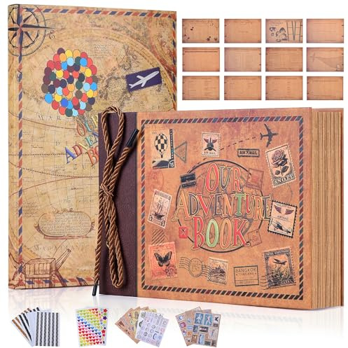 Adventure Book Diary Photo Scrapbook, Adventure Wedding Planning Book with Embossed Cover,Inspired by the 'Up' Saga, Ideal for Memories,Weddings,Traveling,Birthdays,Christmas,Newly Engaged Couples