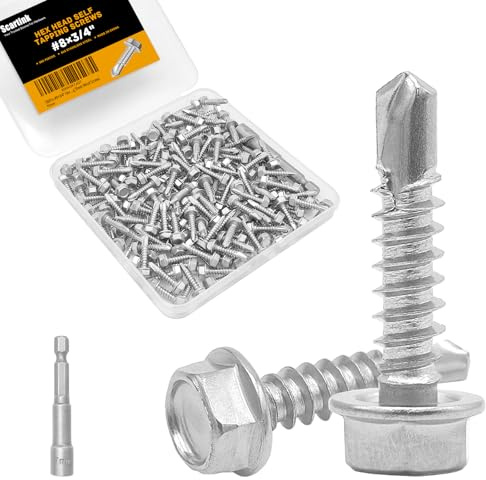 180Pcs #8×3/4 Hex Washer Head Self Drilling Screws Stainless Steel Self Tapping Sheet Metal Screws