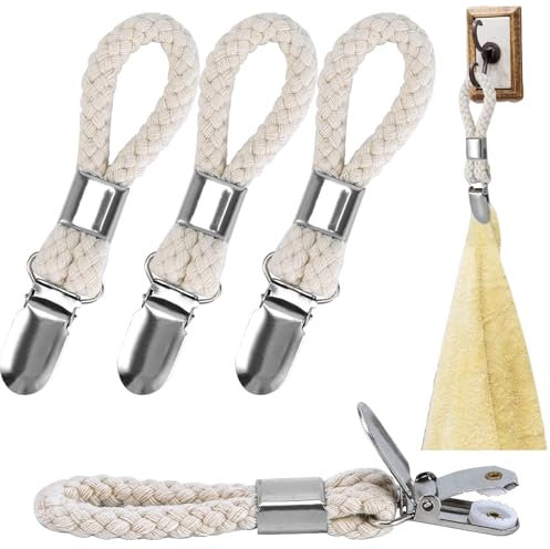 Aufhänger für Handtücher,4 Stück Handtuch Clips zum Aufhängen,Handtuchclips mit Schlaufen,Handtuchklammern,Handtuch Aufhänger,Metall Geschirrtuchhalter für Küche,Badezimmer,Zuhause,Schränke und Mehr