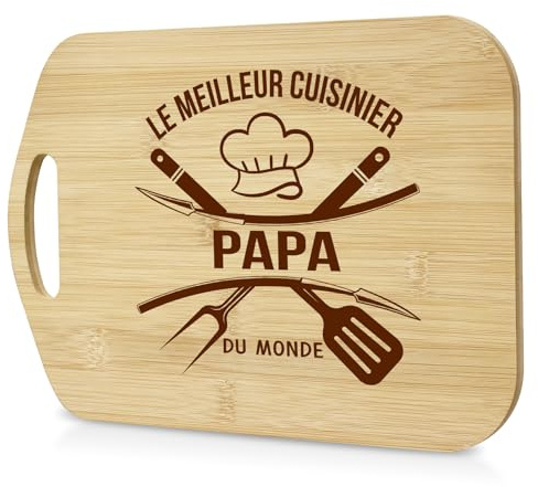 LUXHOMY Cadeau Fete des Peres, Cadeau Papa - Planche à Découper en Bambou, Cadeau Anniversaire Papa, Cadeaux Fete des Peres Original, Cadeaux Pere Noel, Le Meilleur Pere Cuisinier