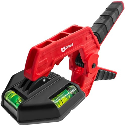 GRAFF Klemmzwinge mit Zwei Wasserwaagen - Federklemme mit Spannweite 75 mm und starker Spannkraft - Leimzwinge für Werkstatt, DIY & Holzbearbeitung - Federklemmen, Leimzwingen, Klemmzwinge