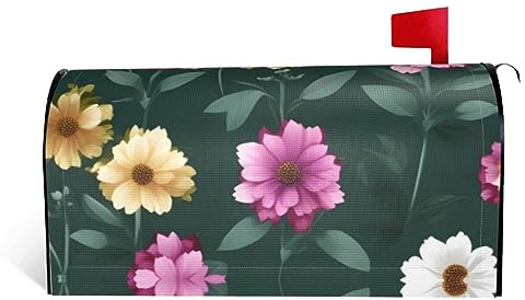 Bellissimi fiori viola Si tratta di una copertura per cassetta postale in tessuto impermeabile con una stampa su un lato e un'apertura curva su un lato.