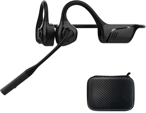 Écouteurs Bluetooth à oreillette ouverte avec microphone, casque sans fil avec annulation du bruit et bouton de sourdine, prend en charge aptX/aptX-LL/aptX-HD, conçus pour les réunions, le bureau à
