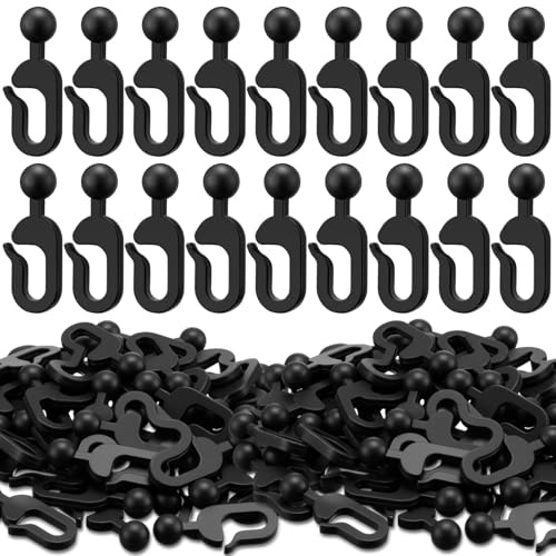 Colingmill Confezione da 100 ganci in plastica per tende per gazebo e zanzariere, colore nero, ganci per tende da zanzare per esterni e hotel