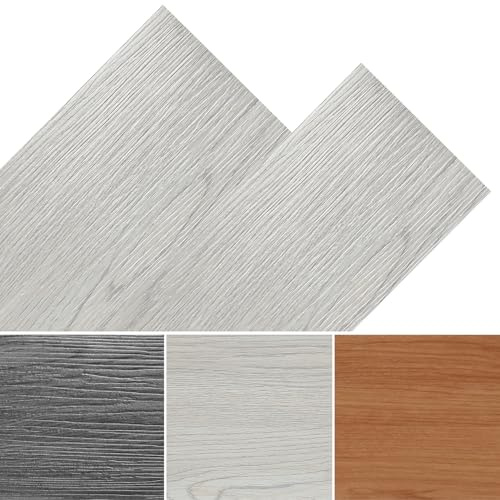 Fogmiea Revestimiento de suelo de PVC autoadhesivo, suelo de vinilo con aspecto de parquet de slats, imitación de madera, suelo de piso resistente al deslizamiento, resistente al agua, difícil de