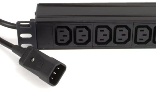 kenable PDU Power Distribution Unit 16 Way C13 Sockets to C14 Plug 1U 19 Inch Rack Mount Horizontal 10A 2500W 3m Black