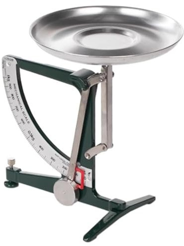 COYEUX mekanisk köksvåg, 1 kg metallbalans med pulser i rostfritt stål och 19 cm aluminiumplattor för elektronik, forskning, mat