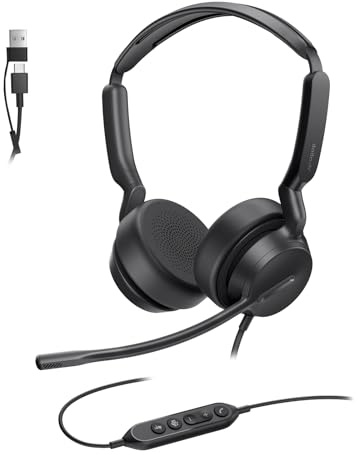 Yealink UH42 Wired USB Headset,Teams Certified,Noise-Canceling Mic,USB-C/A | Microsoft Teams certified,inline controls,7ft cable,comfortable for office home work