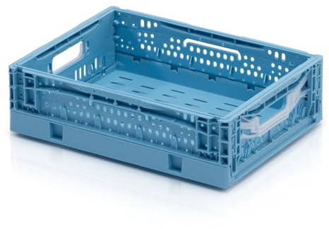 1a-TopStore Faltbox | Faltkiste | Klappbox, perforiert/durchbrochen, 400x300x120 mm, 10 Liter, stapelbar, aus PP, Farbe Hippieblau