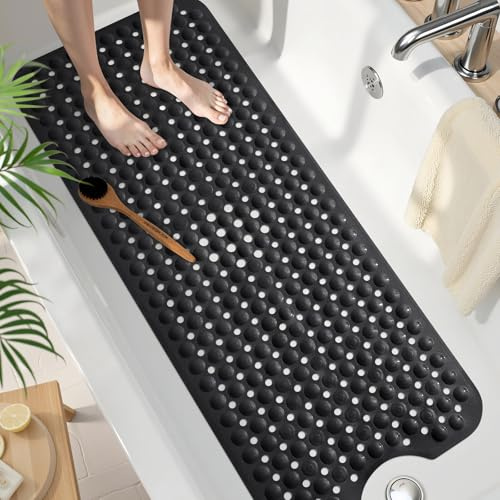 Homaxy Badewannenmatte rutschfest, BPA Frei Antirutschmatte, 100 x 40 cm | Extra Lang Duschmatte Schnelltrocknend & Maschinenwaschbar Schimmelresistent Badewanne Badematte, Schwarz