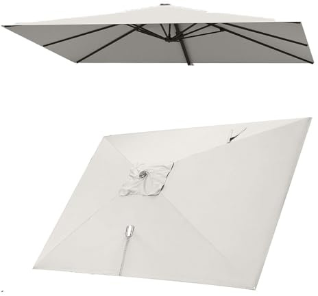 Parasol déporté rectangulaire 8 baleines 3 x 4 m, housse de rechange for parasol de terrasse, parasol déporté, toile pare-soleil for piscine, jardin, arrière-cour(Beige,Double top 3x4m(10' x 13'))
