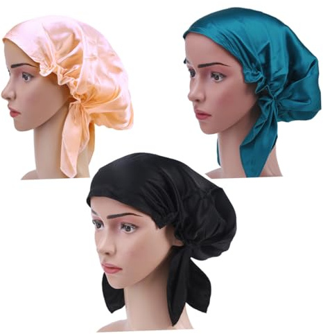 POPETPOP Bonnet de Nuit Soie de Mûrier pour Cheveux Longs et Lisses Adapté aux Femmes et Filles Rose