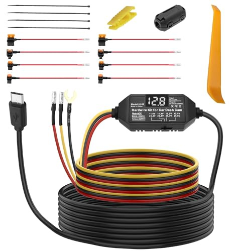 MEIRIYFA Dash Cam Acc Hardwire Kit Micro USB Hard Wire Kit Fuse 12V-24V to DC 5V 3A Dashboard Car Camera Charger Power Cord with Low Voltage Protection for Dashcam GPS Recorder - 3.5M/11.5FT