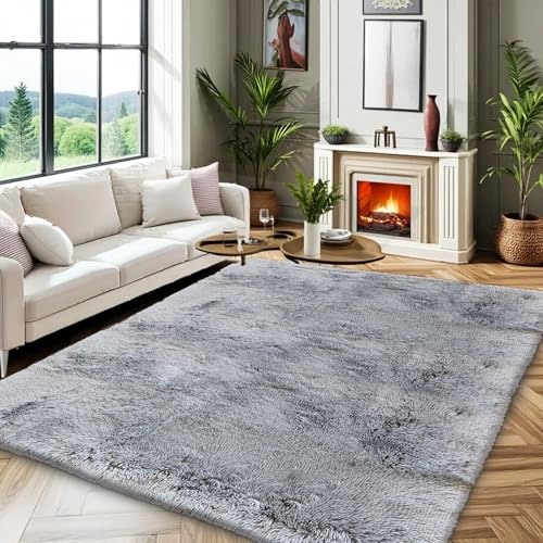 PHP Shaggy Door Mat Non Slip - Super Soft, Thick, Dense, High Pile Small Rug for Bedroom, Living Room, Kitchen and Front Door Floor Mats (Plain Grey, 50 x 80 cm)