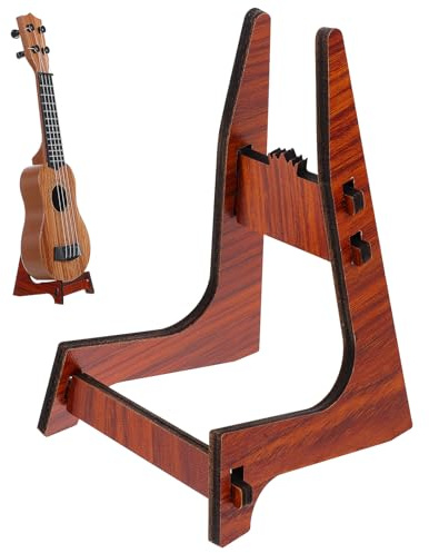GARVALON Supporto Pieghevole per Ukulele e Violino Stand da Pavimento Stabile e Resistente Supporto Portatile per Esposizione Strumenti Musicali in Legno Design Anti-caduta Colore Casuale