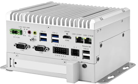 Glovary Fanless Mini PC i5 8265U (4C8T, up to 3.9GHz), 2 x LAN (i210+i219-LM) Linux Industrial Computer Din Rail, Barebone, 2 x RS232 COM, 8 Pin GPIO, 4USB3.2, PCIe, 9-36V Auto Power on