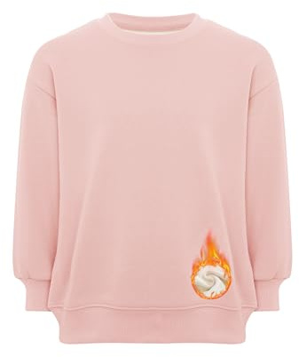 Kaerm Barn flickor pojke varm fleece topp långärmad fodrad crop top rund hals sport t-shirt stretch sweatshirt smal passform, ROSA, 134-140