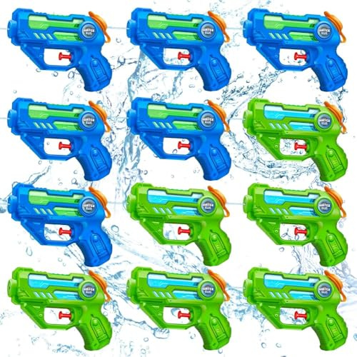 Doviden Wasserpistolen Set 12er_Wasserpistole Kinder ür großer Reichweite Wasserspritzpistole Spritzpistole Klein Mini Water Gun für Kinder,Party,Sommer Outdoor Pool