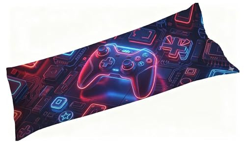 Seitenschläferkissen Bezug 40 x 120 Samt, Kissenbezug Bunt mit Mikrofaser Reißverschluss, Gamecontroller Kopfkissenbezug XXL, Weich & Hautfreundlich, für Seitenschläfer und Rückenschläfer S3-1397