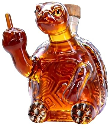 Yuhtech 350ML Whiskey Decanter Bottle, Animal Whiskey Glass Decanter, Whiskey Decanter Wine Bottles Art Statue Figurine, 3D Middle Finger Turtle Red Wine Bottle