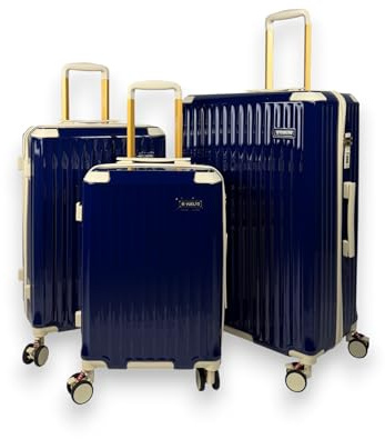 Vuelto Set de 3 Valises Rigides – Cabine 56 cm + Moyenne 66 cm + Grande 76 cm – Coque ABS & Polycarbonate – 4 Roues Doubles 360°, Serrure à Code – Bagages Soute & Cabine Bleu Roi