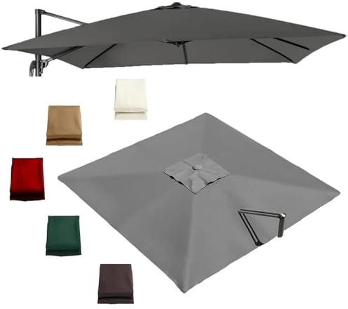 8 Braccia Telo Di Ricambio Per Parasole Quadrato 3x3 2.5x2.5m, Copertura Rechange Tessuto Di Sostituzione Ombrellone A Sbalzo Da Giardino, UV50+ Impermeabile, gray-2.5x2.5m/8x8ft