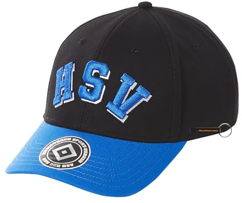 Hamburger SV HSV Cap Harri, Offizieller Fanartikel, Schwarze Cap mit blauem Schirm und HSV-Stickerei in 3D, 100% Bio-Baumwolle (GOTS)