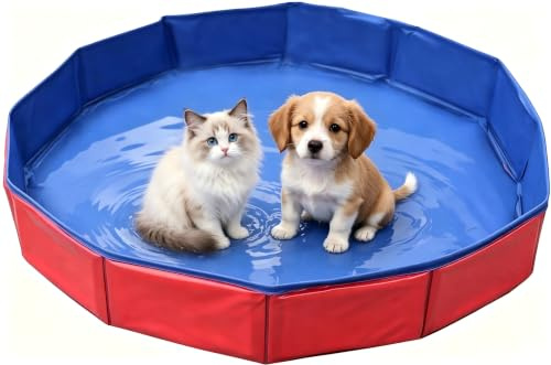 Hundepool faltbar 50 x 10 cm, Kleiner Pool Fuer Hunde und Katzen | Faltbarer Hundepool 50 x 10 cm fuer Hunde und Katzen, ideal fuer Sommer, Abkuehlung, Baden und schnelles Aufstellen.