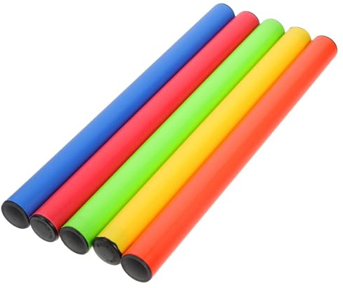JOINPAYA Plastic Relay Stick 5pcs for Track and Field Race Training | Outdoor Sports Supply, Anti-slip Simple Structure with Smooth Rolled Edges, Lightweight Set for Children and Ages