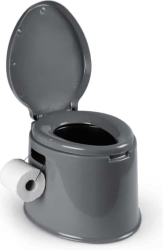 Eurocatch Toilettes Portables de Camping 5 L - Toilettes de Camping Compactes - Légères - Seau Amovible - avec Porte-Papier Toilette