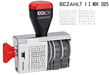 COLOP 04000/WD Bänderstempel - 4 mm Datum, 12 Texte, 6 x 5 x 2 cm