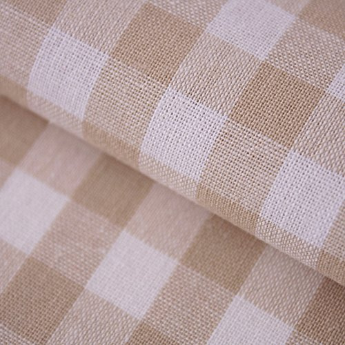 Karo Stoff Beige Weiß – Baumwollstoff kariert 145 cm breit, Stoff Meterware kariert Beige, Vichy Karo für Deko & Trachten