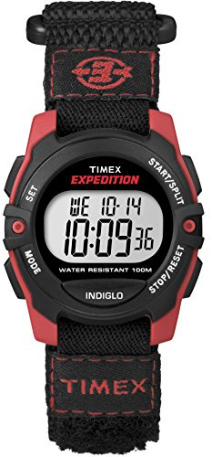 Timex Unisex Expedition Mittlere Größe Digital CAT Schwarz/Rote Schnell Wickel Klettverschluss Uhr T49956