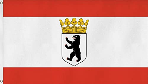 TOP QUALITÄT !! Fahne Flagge, Grösse: ca. 90x150 cm, Ordentliche Stoffqualität - Stoffgewicht ca. 110 gr/m2 Farbe Berlin