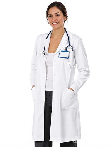 AIESI® Camice medico e da laboratorio per donna (52 bianco) in cotone 100% sanforizzato