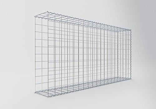 GABIONA Cesta de piedra de gavión rectangular, malla de 10 x 10 cm, profundidad de 30 cm, cesta de cultivo tipo 2, cierre de espiral, galvanizado (200 x 100 x 30 cm)
