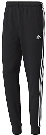 adidas Herren Essentials 3-Stripes Tapered Cuffed Fleece Hose, Black/White, 2XL