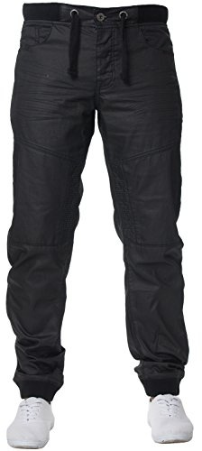 Enzo New Mens Cuffed Denim Joggers Jeans Black Fashion All Big King Sizes