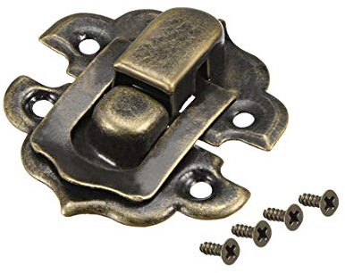 sourcing map Box Latch, Small Size Bronze Decorative Hasp Jewelry Cases Catch w Screws 2 Sets