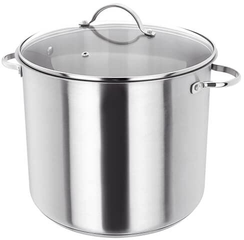 Judge Stainless Steel Stockpot with Glass Lid, Hollow Handles, 28cm, 13L Induction Ready, Oven Safe, Dishwasher Safe