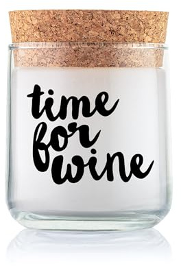 FEEL GOOD CANDLE - Scented candle in glass - candle with motif as a gift for women and for decoration (time for wine, without fragrance).