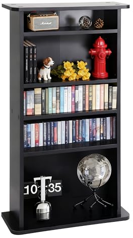 ZENY Multimedia Storage Cabinet DVD Rack Book Shelf Organizer Stand Audio Media Tower, 36 X 19 X 7 Black