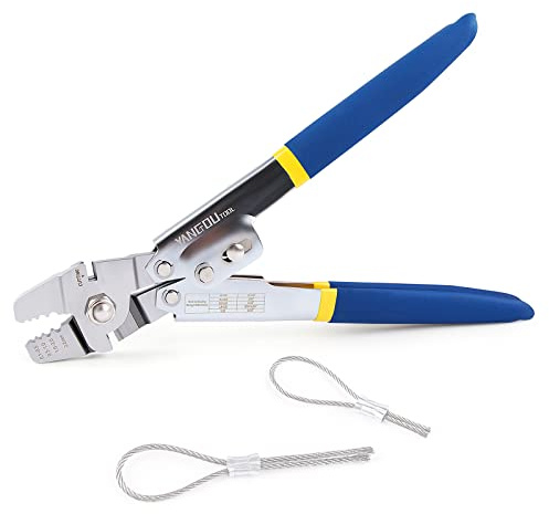 Yangoutool Fishing Crimping Tool Wire Crimping Tool Stainless Steel Fishing Crimping Pliers 0.1mm-2.2mm Aluminum Oval, Double Barrel Stop Ferrules, Ideal for Hand Tool Enthusiasts