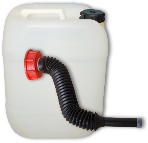 Bidón de polietileno/Jerrycan 20 L natural + 1 pico vertedor largo flexible DIN61 (22002+22037)