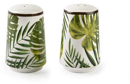 Excelsa Foliage - Juego de salero y pimentero, cerámica, Verde, 2 Unidades