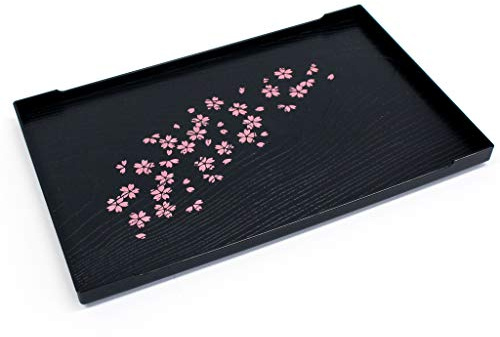 Vassoio da portata per tè, motivo fiori di ciliegio, stile giapponese, 25,4 x 16 cm