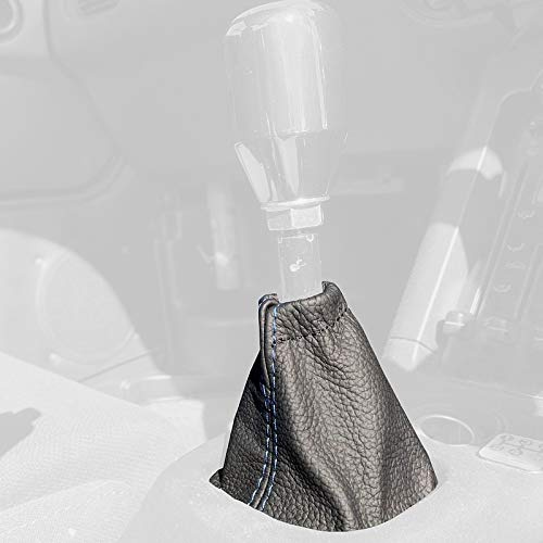 RedlineGoods Schaltsack Manschette kompatibel mit Suzuki Cara 1992-94. Maßgeschneidert - Nicht universell. Echtes Top Qualitat Italienisches Alcantara. Schwarz mit Blauem Faden