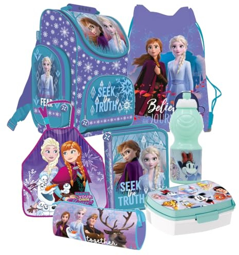 Frozen ELSA Olaf EISKÖNIGIN 7 Teile Set Schulranzen Ranzen Federmappe Tornister mit Sticker-von-Kids4shop