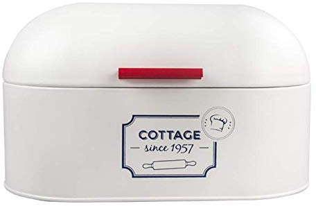 Tubayia Metall Brotbox Brotkasten Brotbehälter Lebensmittel Aufbewahrungsbox Brot Box mit Deckel (Weiß)